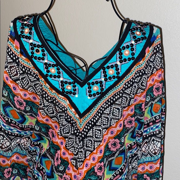 Double D Ranch Turquoise and Black Embellished Top - Picture 8 of 12